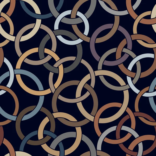 Seamless Geometric Abstract Pattern Colorful Circles Rings Black Background Vector — Stok Vektör