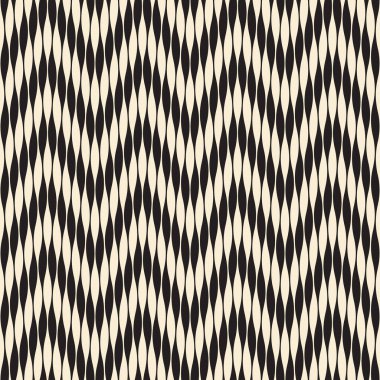 Seamless ripple lines pattern in chevron style. Monochrome striped design in black and white. Wavy background. Vintage geometric textile texture. Vector illustration.