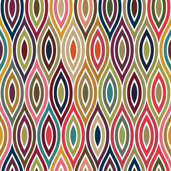 Seamless Retro Multicolor Pattern Striped Multicolored Oval Shape Elements White — Wektor stockowy