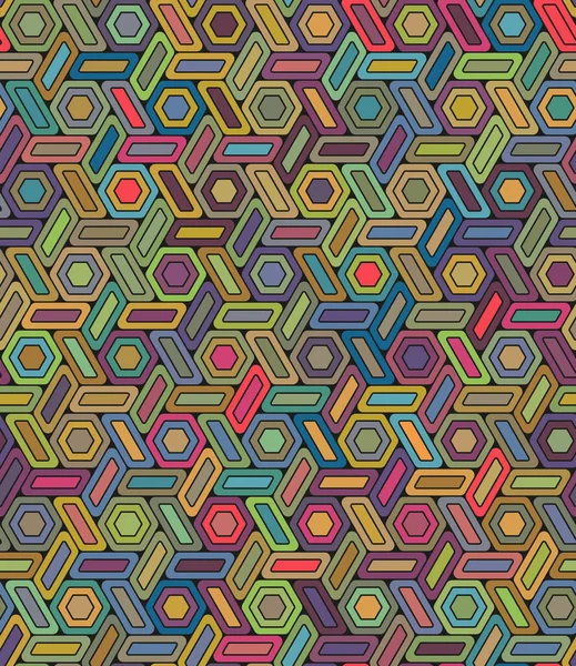 Veelkleurig Geometrisch Patroon Mozaïekstijl Met Groene Blauwe Rode Tegels Abstracte — Stockvector