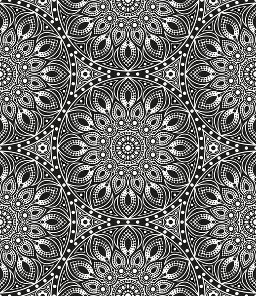 Seamless Abstract Geometric Pattern Ethnic Ornament Floral Mandala Design Circle — Stock Vector