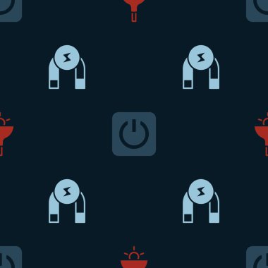 Lamba asma, güç düğmesi ve mıknatısı kusursuz desene ayarlayın. Vektör