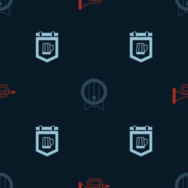 Trompet 'i, tahta fıçıyı rafa koy ve sokak tabelasını birayla işaretle. Vektör