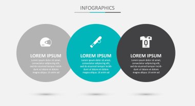 Beyzbol sopası, yarış kaskı, futbol forması ve tişörtü. Ticari bilgi şablonu. Vektör