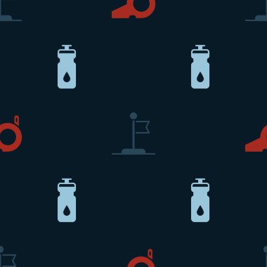 Whistle, Flag ve Fitness karıştırıcısını kusursuz desene ayarlayın. Vektör