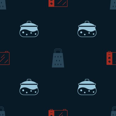 Mikrodalga fırını, Grater ve Cooking tenceresini kusursuz desene ayarlayın. Vektör