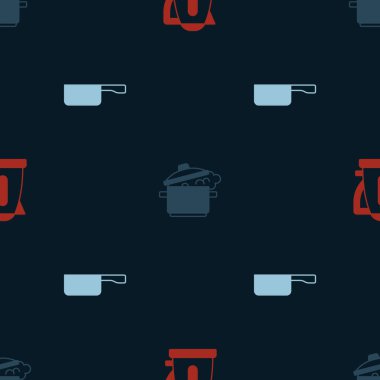 Elektrikli su ısıtıcısını, tencereyi ve tavayı pürüzsüz bir şablona ayarla. Vektör