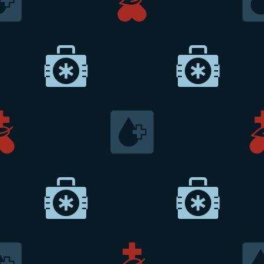 Ethnoscience, kan testi ve ilk yardım çantasını kusursuz kalıba getir. Vektör