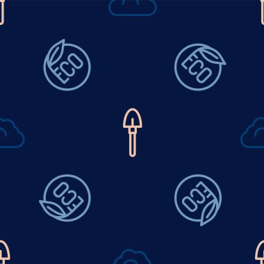 Bulutlu hava, eko sağlıklı yiyecek ve kürek hatlarını kusursuz bir şekle sokun. Vektör