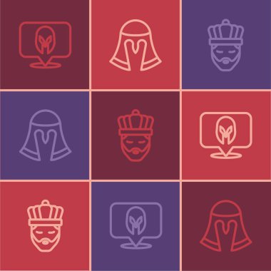 Orta Çağ miğferi, taç ve ikonlu kral. Vektör