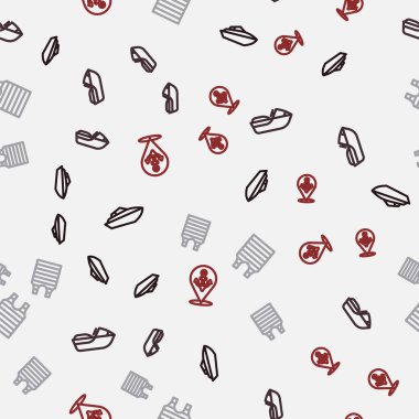 Hız teknesi, jet ski, çizgili denizci tişörtü ve dikişsiz desenli konumu ayarlayın. Vektör