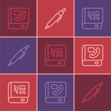 Satır Telefon Rehberi, Matematik ve Kalem simgesi içeren Kitap. Vektör