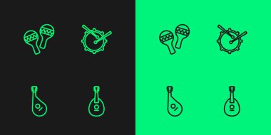Çizgiyi Mandolin, Bandura, Maracas ve Drum çubukları simgesiyle ayarla. Vektör