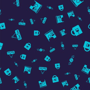 9 'dan 5' e ayarlanmış bir iş, bir fincan çay, görüntülü sohbet konferansı ve kusursuz bir şekilde para değişimi. Vektör