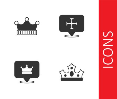 Kral tacını ve Haçlı Seferi ikonunu hazırla. Vektör