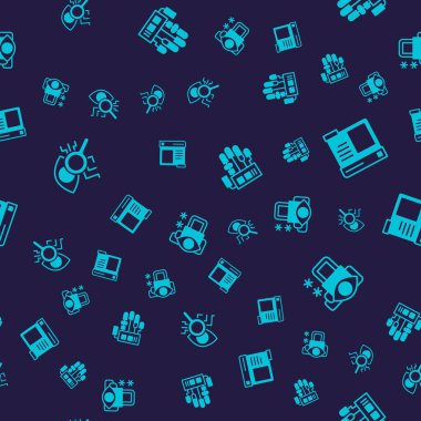 Göz taramasını, tarayıcı penceresini, mekanik robot eli ve siber güvenliği kusursuz şekilde ayarla. Vektör