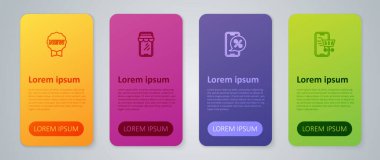 Telefonda yüzde indirimi ayarla, alışveriş arabalı cep telefonu, Fiyat etiketi New and Online. Ticari bilgi şablonu. Vektör