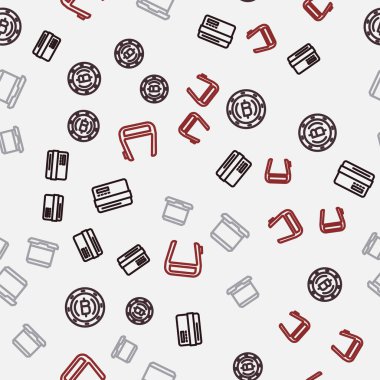 Hat kredi kartı, kripto para Bitcoin, dizüstü bilgisayar ve Smart gözlükleri kusursuz desenli gözlüklere ayarlayın. Vektör