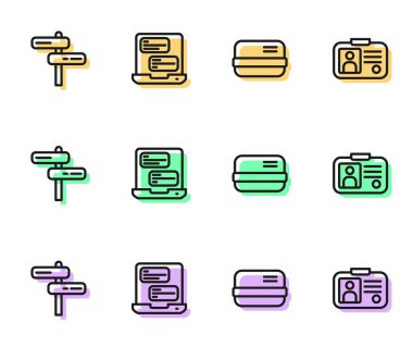 Hat kartı, trafik levhası, taksi mobil uygulaması ve sürücü ehliyeti simgesi. Vektör