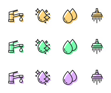 Misinayı, musluğu ve duş simgesini ayarla. Vektör