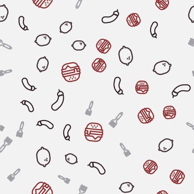 Patlıcan, Limon, Çatal ve Burger hattını kusursuz bir şekilde ayarlayın. Vektör