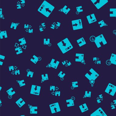 Karton kutucuğu trafik sembolü, karton karton ve arama paketini pürüzsüz desen üzerine ayarla. Vektör