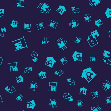 Deponun içini kutularla, Waybill 'le, kartonla ve kusursuz desenlerle donatın. Vektör