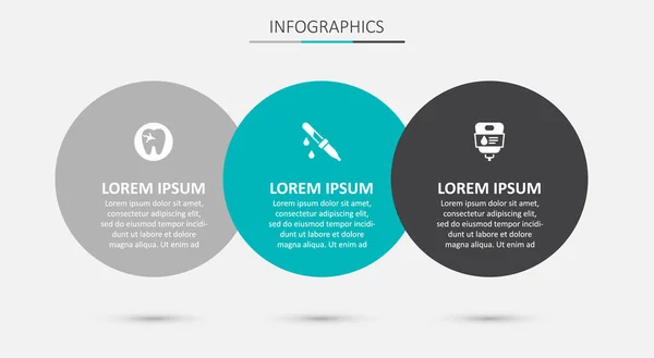 Set Pipette, Tooth with caries and IV bag. Business infographic template. Vector Royalty Free Stock Illustrations