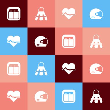 Pop Art Sport mekanik skor tabelasını, Badminton servis aletini, kalp atış hızını ve yarış başlığı ikonunu ayarla. Vektör