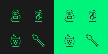 Çizgiyi Bal Çubuğu, bal kavanozu ve ikon olarak ayarla. Vektör