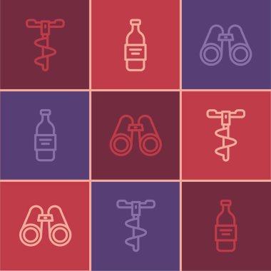 Dürbün ve votka ikonu yerleştirin. Vektör