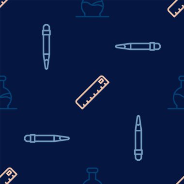 Çizgi Test Tüpü, silgisiz kalem ve cetvel ayarlayın. Vektör