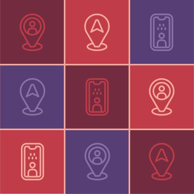 Taksi müşterisi, ehliyet ve konum taksi ikonu ayarla. Vektör