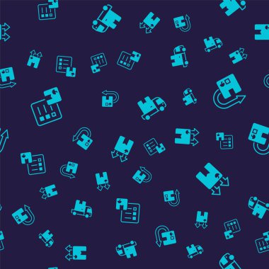 Teslimat listesinin doğrulanmasını, karton kutunun iadesini, kargo kamyonunun teslimatını ve trafik sembolünün kusursuz bir şekilde işaretlenmesini ayarlayın. Vektör