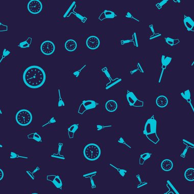 Saat, süpürge, pencereler için lastik temizleyici ve pürüzsüz desen üzerine taşınabilir süpürge ayarla. Vektör