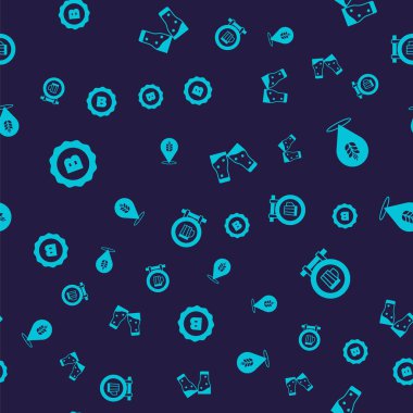 Şişe kapağı, buğday, bir bardak bira ve düz desenli sokak tabelası. Vektör