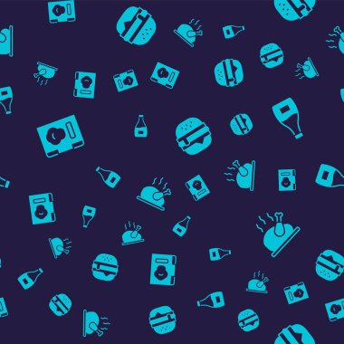 Yemek kitabı, sos şişesi, Burger ve kızarmış hindi ya da tavuk. Vektör