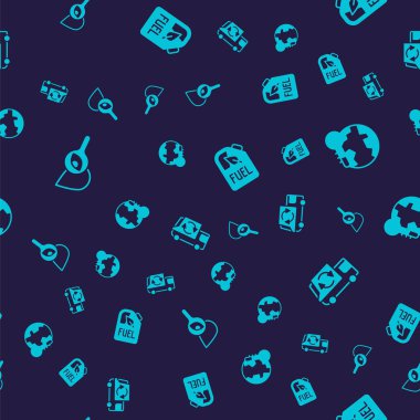 Düşürme ve büyüteç, küresel ısınma için Dünya 'nın erimesi, biyo yakıt tüpü ve çöp kamyonunun pürüzsüz bir şekilde çalışması. Vektör