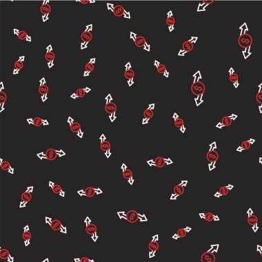 Hat Para Takas simgesi siyah arkaplanda izole edilmiş. Para transferi sembolü. Bankacılık işareti. Vektör