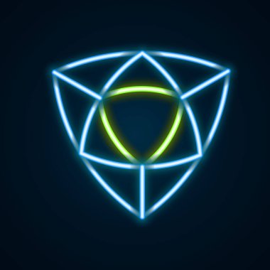 Parlayan neon çizgisi simgesi siyah arkaplanda izole edildi. Mücevher sembolü. Mücevher taşı. Renkli taslak konsepti. Vektör