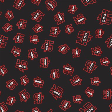 Fütürist uzay silahı imha ikonu siyah arkaplandaki kusursuz deseni izole etti. Lazer tabancası. Uzaylı silahı. Vektör