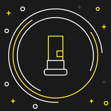 Çizgi Kartuş simgesi siyah arkaplanda izole edildi. Av tüfeği av tüfeği fişeği. Tüfek mermisi ikonu. Renkli taslak konsepti. Vektör