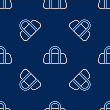 Hat Spor Torbası simgesi mavi arkaplanda izole edilmiş kusursuz desen. Vektör