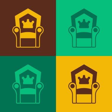 Pop Art Ortaçağ taht ikonu renk arka planında izole edilmiş. Vektör