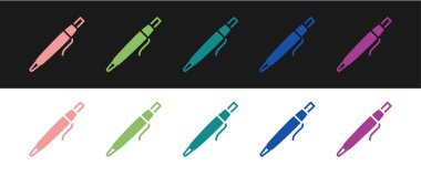 Kalem simgesini siyah beyaz arkaplanda izole et. Vektör