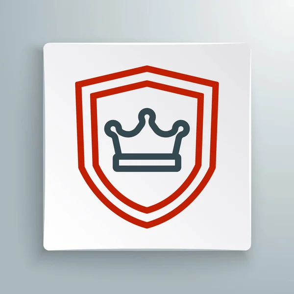 Line Shield con icona corona isolata su sfondo bianco. Concetto di contorno colorato. Vettore — Vettoriale Stock
