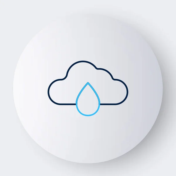 Line Cloud avec icône de pluie isolée sur fond blanc. Précipitation de nuages de pluie avec gouttes de pluie. Concept de contour coloré. Vecteur — Image vectorielle