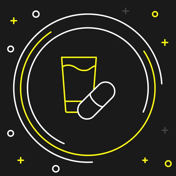 Čára Spací pilulka ikona izolované na černém pozadí. Barevný koncept. Vektor — Stockový vektor