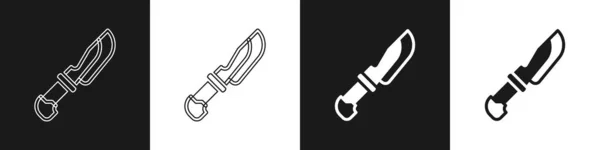 Set Icono cuchillo aislado sobre fondo blanco y negro. Símbolo de cubertería. Vector — Archivo Imágenes Vectoriales