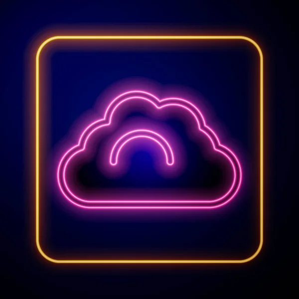 Ragyogó neon felhős időjárás ikon elszigetelt fekete háttérrel. Vektor — Stock Vector